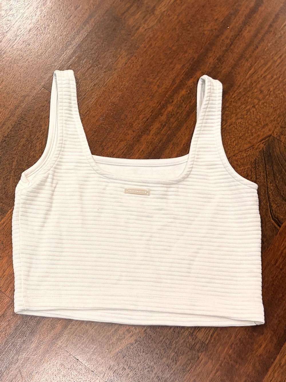 Travis Mathew White Ribbed Crop Tank